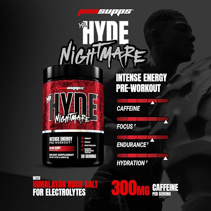 PROSUPPS Mr. Hyde Nightmare Pre Workout Powder with Caffeine & Beta Alanine - Preworkout for