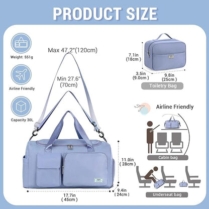 FIORETTO Women's Gym Duffle Bag with Shoes Compartment, 37L Capacity, Ideal for Travel, Gym