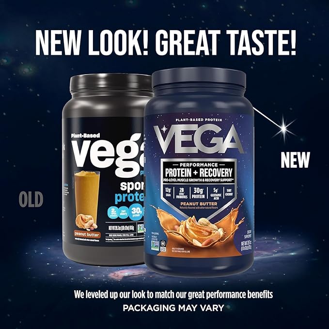 Vega Sport Vegan Protein Powder + Recovery - 30g Plant Based Protein per Serving, Vanilla, 20