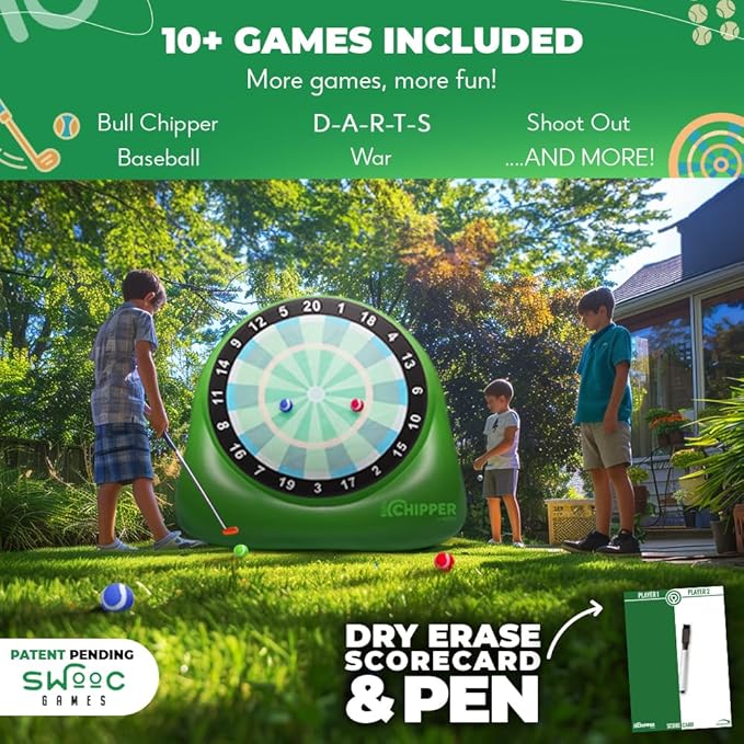 SWOOC Games® – Bull Chipper™ | Giant Golf Darts (Over 6ft Tall) w/ 10+ Golf Games | Backyard Game