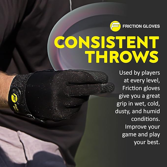 Disc Sports Gloves - Rubberized Palm and Fingers for Amazing Grip on All Your Throws - Perfect for