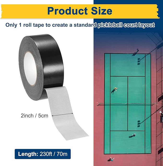 Pickleball Court Tape, Outdoor Pickleball Lines, No Residue Court Marking Kit for