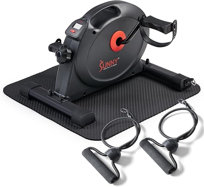 Sunny Health & Fitness Smart Under-Desk Bike Exerciser, Low-Impact Cardio Cycling Equipment for