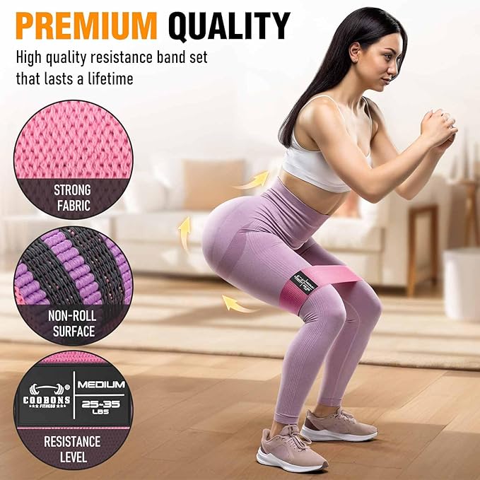 Fabric Resistance Bands for Working Out - Exercise Bands for Women and Men, Booty Bands for Legs
