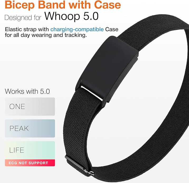 Arm Band Compatible with Whoop 5.0 Bicep Band, Soft Breathable Nylon Adjustable Strap with Case for