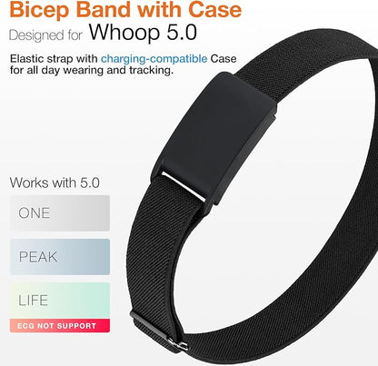 Arm Band Compatible with Whoop 5.0 Bicep Band, Soft Breathable Nylon Adjustable Strap with Case for