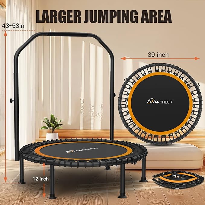 Bungee Rebounder Trampoline,ANCHEER 40" Foldable Fitness Trampoline with 4-Level Adjustable