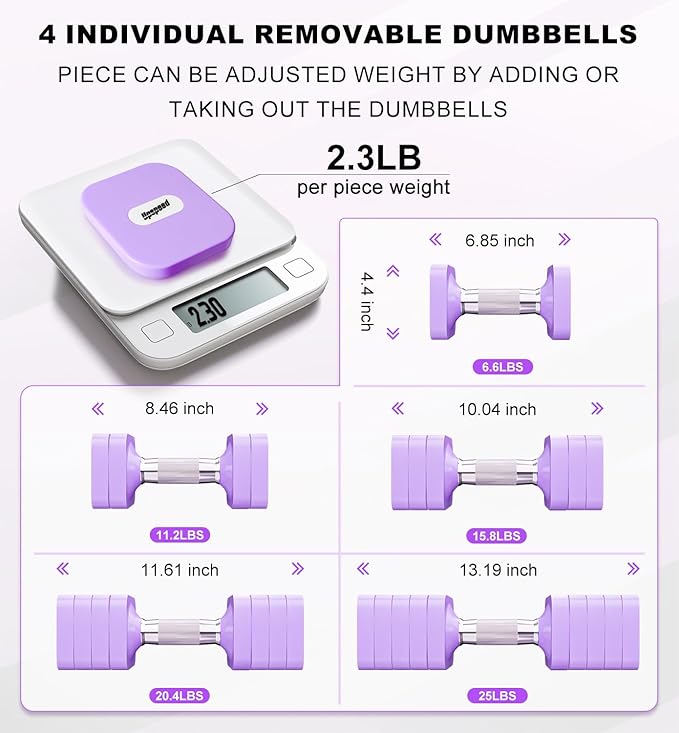 15LB 20LB 40LB 50LB Adjustable Dumbbell Set Free Weights Dumbbells Set for Women Men Hand Weights