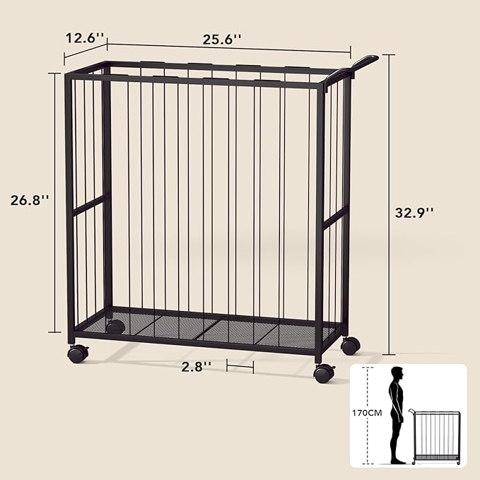 Ball Storage Bin Rolling Sports Ball Cart, Metal Garage Organizer Sport Rack, Ball Basket Storage