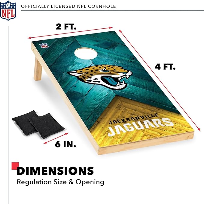 NFL Football 2' x 4' Regulation Size Solid Wood Cornhole Set with Direct Print HD Team Graphics