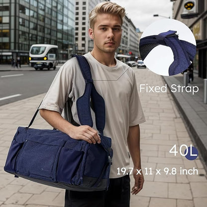 Gym Bag for Men with Shoes Compartment and Wet Pocket Convertible Duffle Bag and Gym Backpack