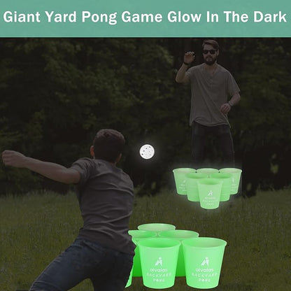 Yard Pong Outdoor Games Glow Set in Dark for Adults,Family and Kids,Giant Yard Pong for