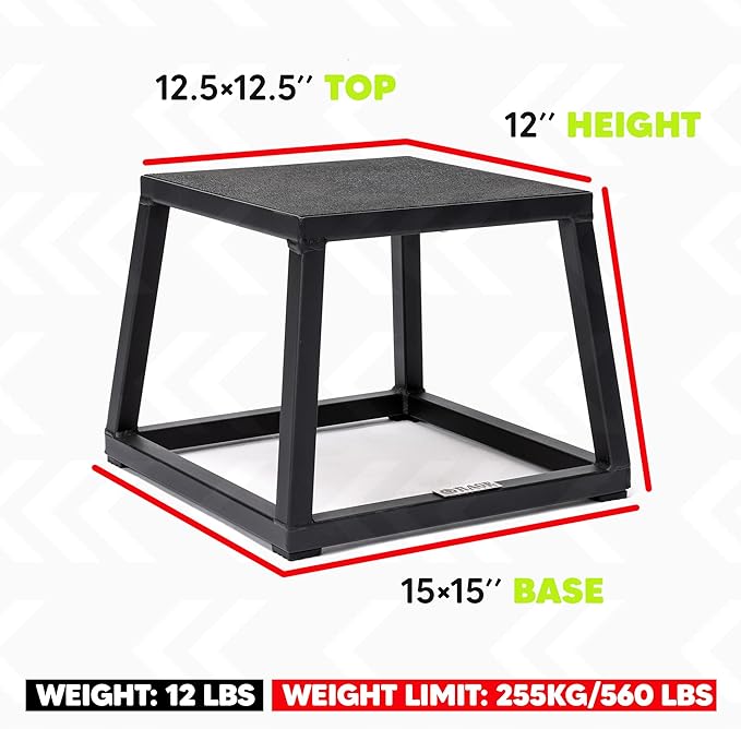 Rage Fitness Steel Plyo Box 12-18-24 Inch High Anti-Slip Pre-Assembled Plyometric Jump Box for Home