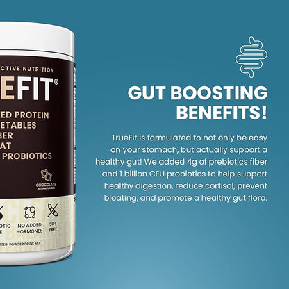 TrueFit Gut Healthy Protein Powder, Grass-Fed Whey Meal Replacement Shake with Prebiotics