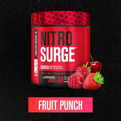 Jacked Factory NITROSURGE Shred Pre Workout Supplement - Energy Booster, Instant Strength Gains