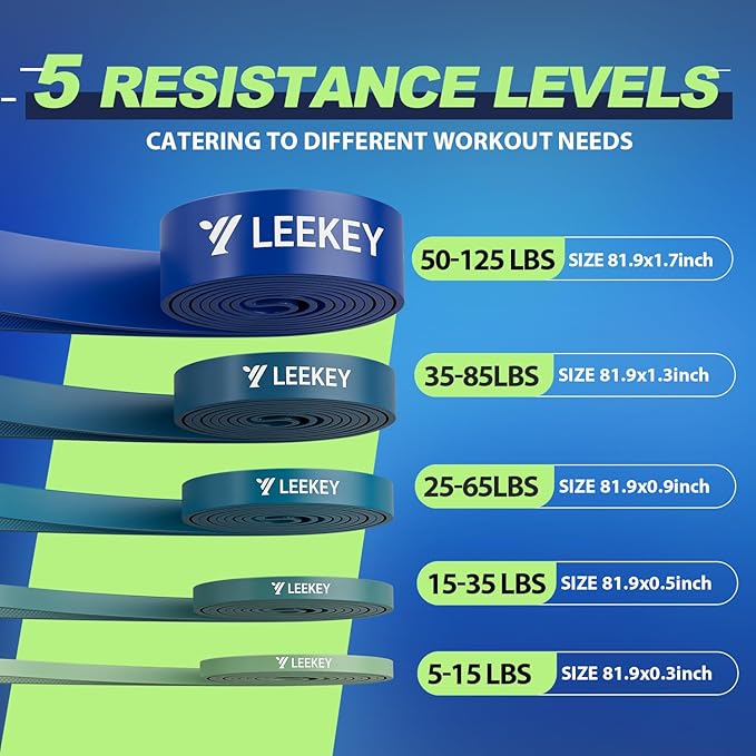 LEEKEY Resistance Bands Set for Pull-Up Assistance & Full-Body Training, Multi-Level Exercise Bands