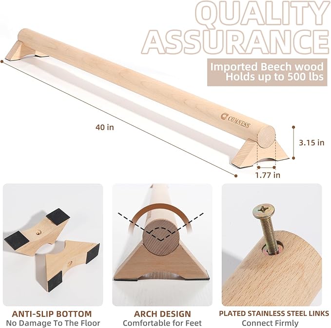 Versatile 40 Inch Beech Wood Balance Beam for Home Use - Enhance Balance, Ankle Strengthener Foot