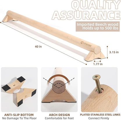 Versatile 40 Inch Beech Wood Balance Beam for Home Use - Enhance Balance, Ankle Strengthener Foot