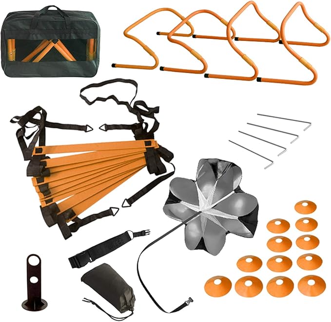TOCO FREIDO Speed&Agility Training Set – 20ft Agility Ladder Set with 12 Rungs, 4 Adjustable