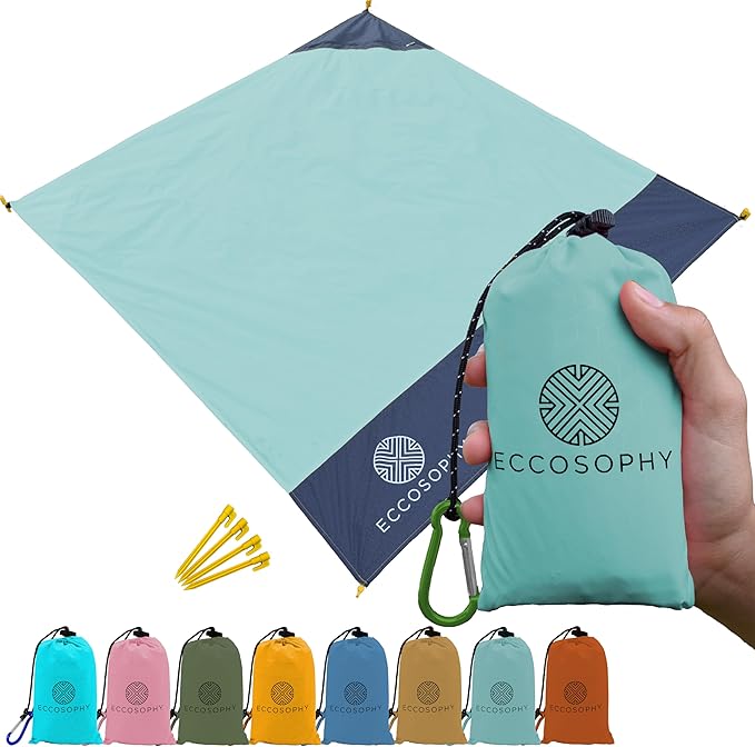 ECCOSOPHY Sand Proof Beach Blanket - Waterproof Picnic Blanket 60x55 Outdoor Compact Pocket Blanket