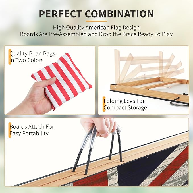Cornhole Set, Corn Holes Outdoor Game, Regulation 2X4 Cornhole Boards, Portable Cornhole Set