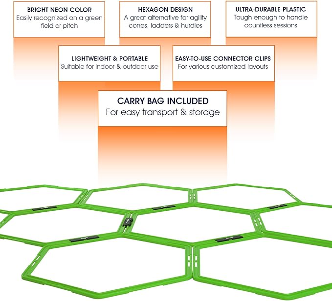 Yes4All Hex Agility Rings/Speed Rings with Carrying Bag – Hexagon Rings, Agility Hurdles for