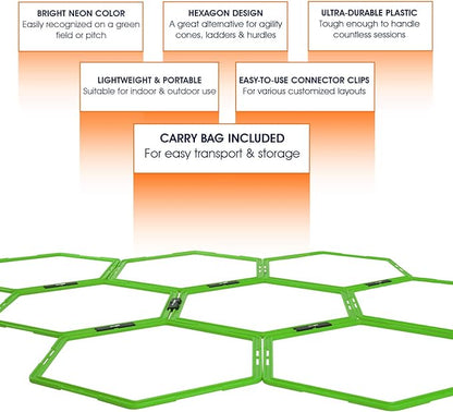 Yes4All Hex Agility Rings/Speed Rings with Carrying Bag – Hexagon Rings, Agility Hurdles for