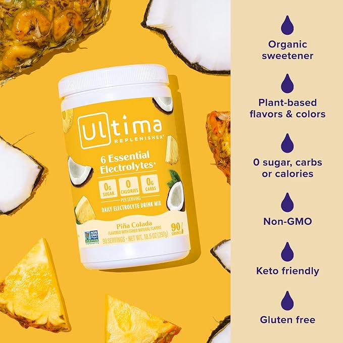 Ultima Replenisher Mocktini Electrolyte Powder Drink Mix – Sugar Free – Piña Colada, 90 Servings