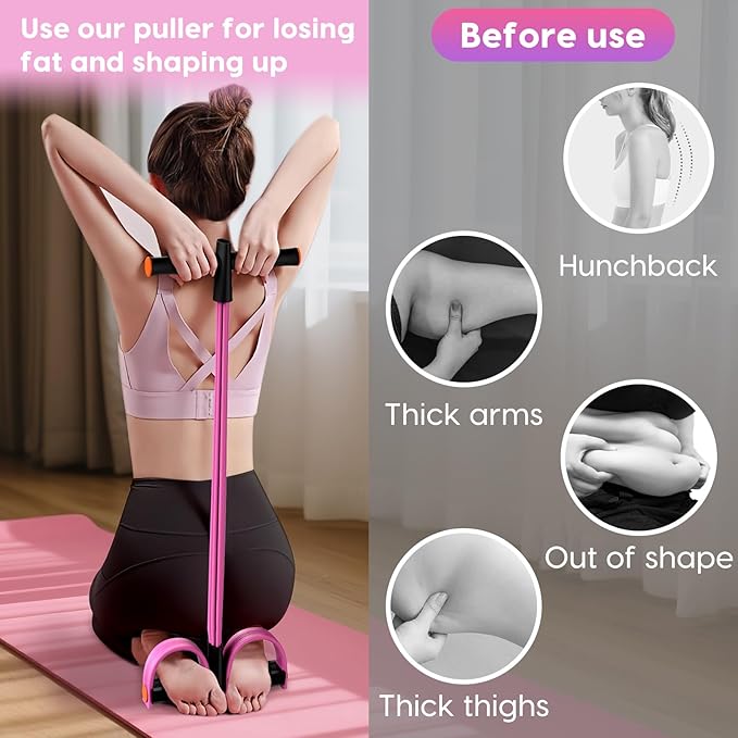 Resistance Bands with Handles, 6-Tubes Elastic Foot Pedal Resistance Bands, Natural Rubber Ankle