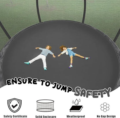 Trampoline 12FT 14FT 15FT 16FT for Kids/Adults - Outdoor Recreational with Enclosure Net Curved