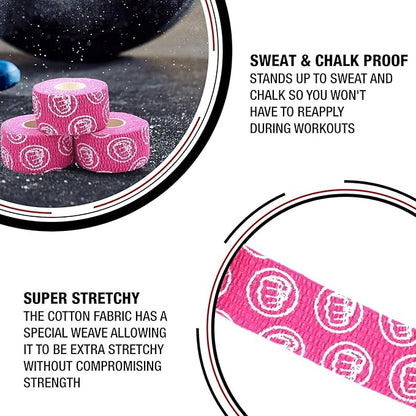 WOD Nation Flexible Hook-Grip Athletic Tape – Easy-Tear, Sweat-Proof Thumb & Finger Strips for