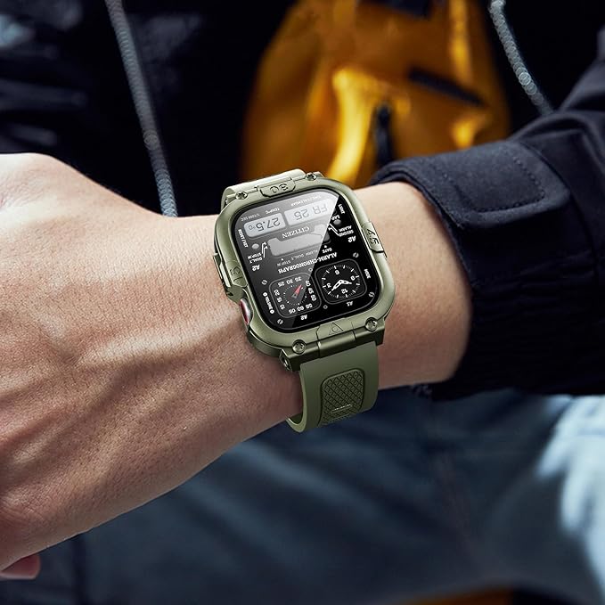 Dsytom Waterproof Case with Band Compatible for Apple Watch Band 46mm 45mm 44mm 42mm(S11/10) 41mm