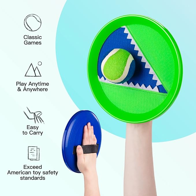 EVERICH Upgraded Toss and Catch Ball Game Set - Indoor and Outdoor Games for Kids 3-12, Beach Sand