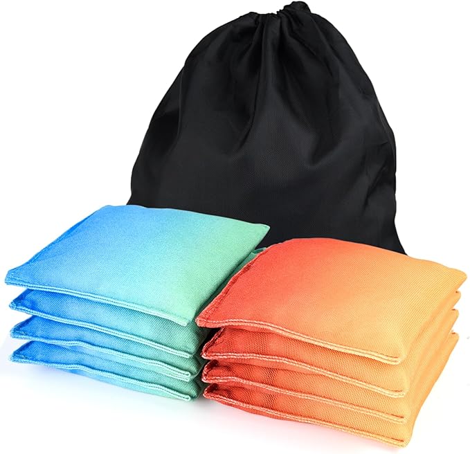Weather Resistant Cornhole Bags, Gradient Corn Hole Bags Set of 8, Cornhole Bean Bags, Modified
