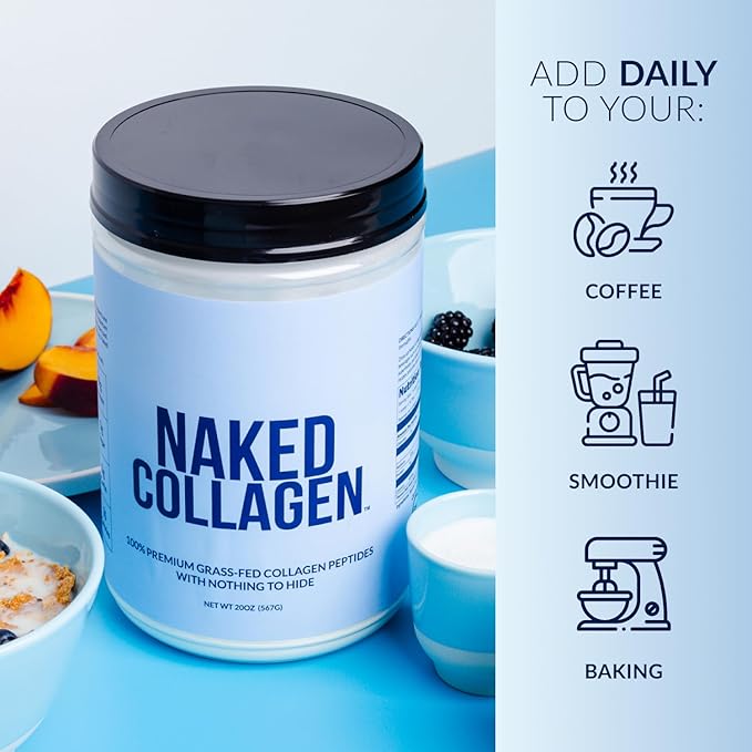NAKED Collagen Peptides Protein Powder, 60 Servings, Pasture-Raised, Unflavored Grass-Fed