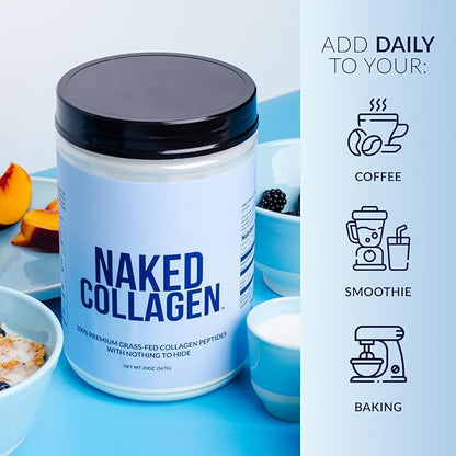NAKED Collagen Peptides Protein Powder, 60 Servings, Pasture-Raised, Unflavored Grass-Fed