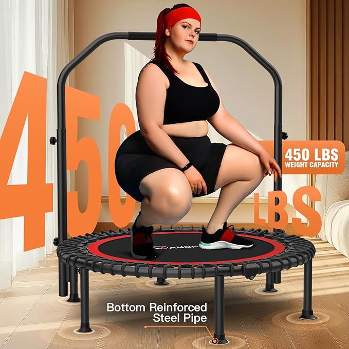 ANCHEER 40"/48" Foldable Rebounder Trampoline for Adults/Kids with Resistance Bands and Bungees