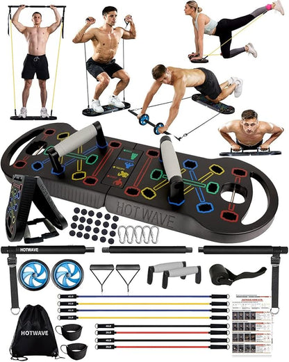 HOTWAVE Push Up Board Fitness, Portable Foldable 20 in 1 Push Up Bar at Home Gym, Pushup Handles