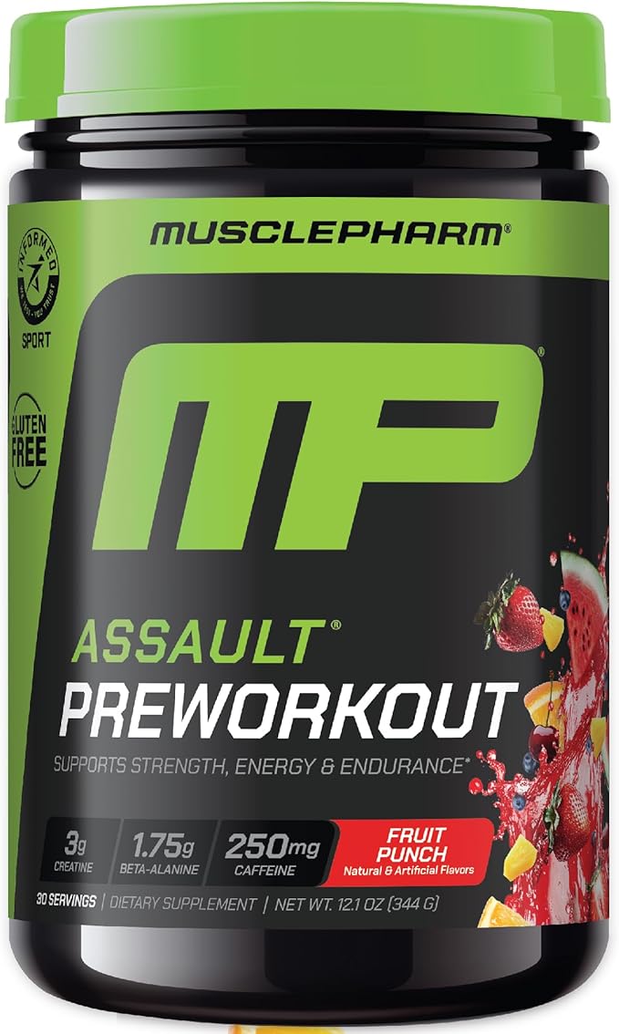 Muscle Pharm Assault Energy & Strength Pre Workout Powder for Men & Women with Beta Alanine