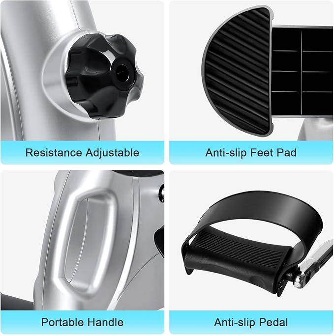 Mini Exercise Bike, himaly Under Desk Bike Pedal Exerciser Portable Foot Cycle Arm & Leg Peddler