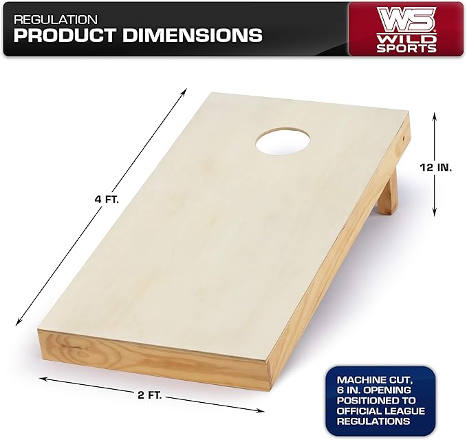 Wild Sports NCAA College 2' x 4' Wood Direct Print Tournament Cornhole Set, 8 Bean Bags, Vintage