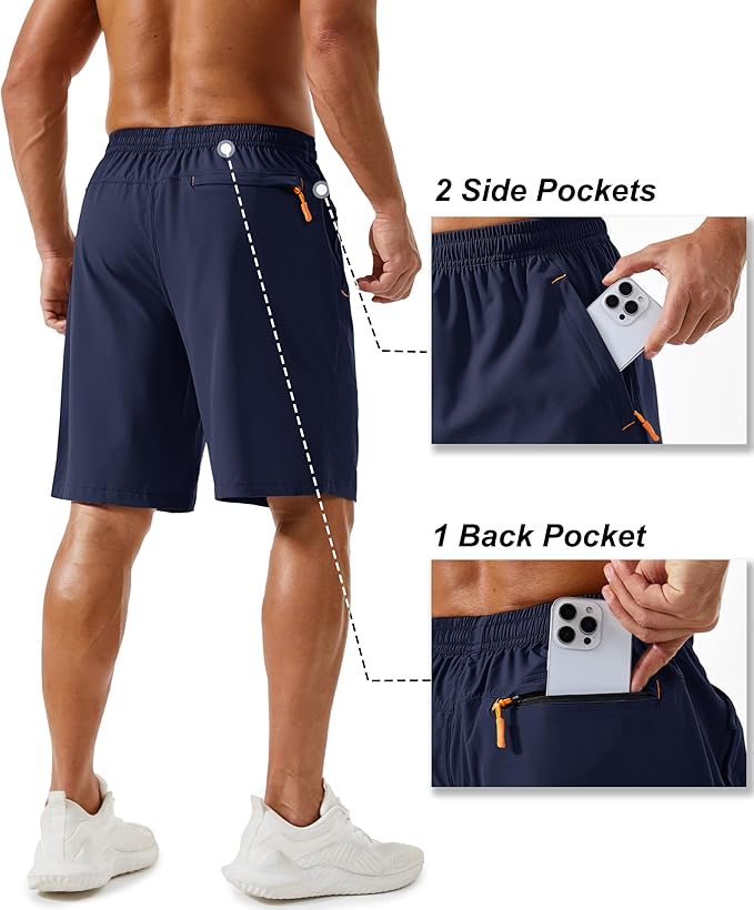 TACVASEN Men's Running Athletic Shorts 9" Quick Dry Workout Gym Shorts Lightweight Summer Shorts 3