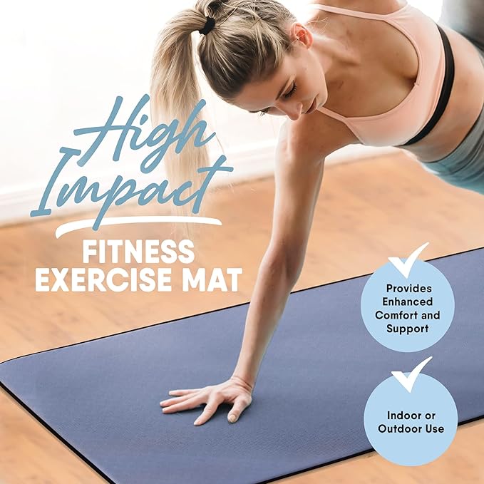 MICRODRY Deluxe Fitness Exercise Yoga Mat for Home & Gym, Extra Thick for High Impact Training