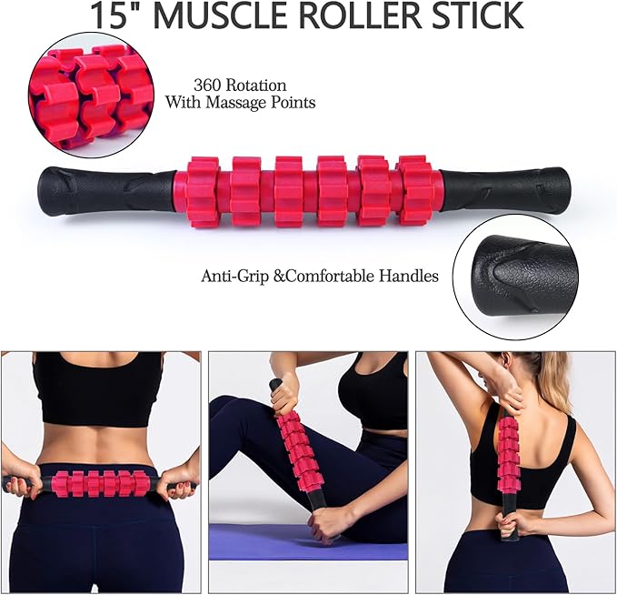 5 in 1 Foam Roller Set, Trigger Point Foam Roller Patented, Massage Stick, Massage Ball, Resistance