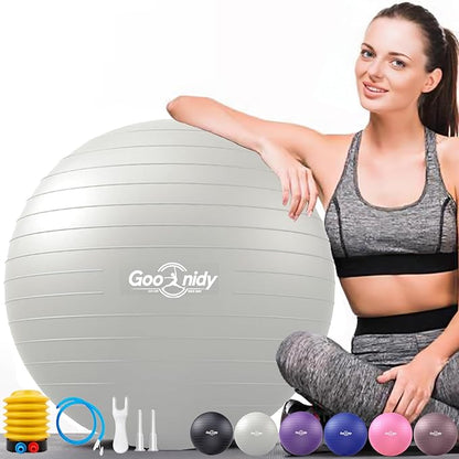 Soft Exercise ball, Anti-Burst Yoga Ball Chair Supports 2200lbs, Workout Equipment w/ Pump for