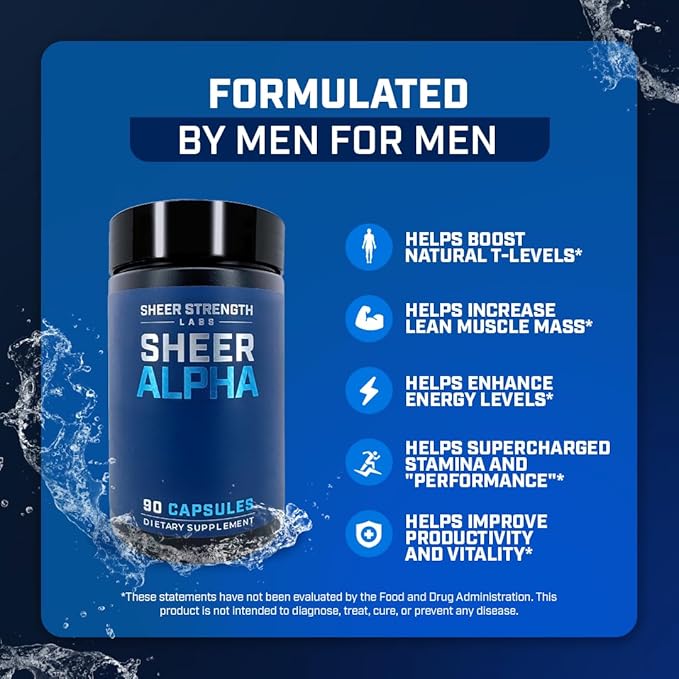 Sheer Strength Labs Testosterone Booster T-Booster for Men - Clinically Backed Dose, Strongest