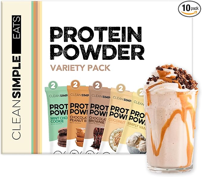 Clean Simple Eats Whey Protein Powder, Variety Pack, Naturally Sweetened Flavors, 100% Grass Fed