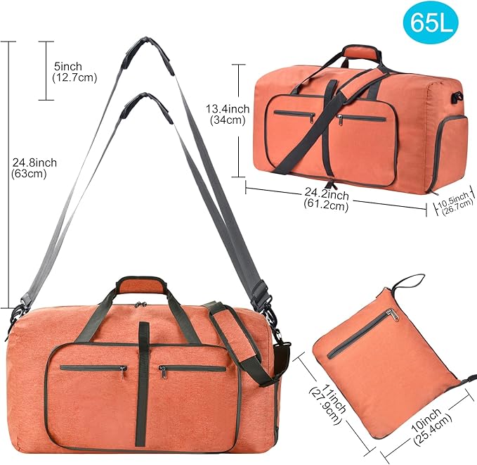 Felipe Varela Duffle Bag with Shoes Compartment and Adjustable Strap,Foldable Travel Duffel Bags