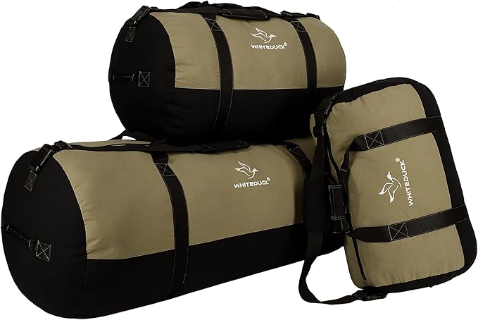WHITEDUCK Heavy Duty Canvas Duffel Bag for Men and Women - Foldable Military Army Style Duffel Bag