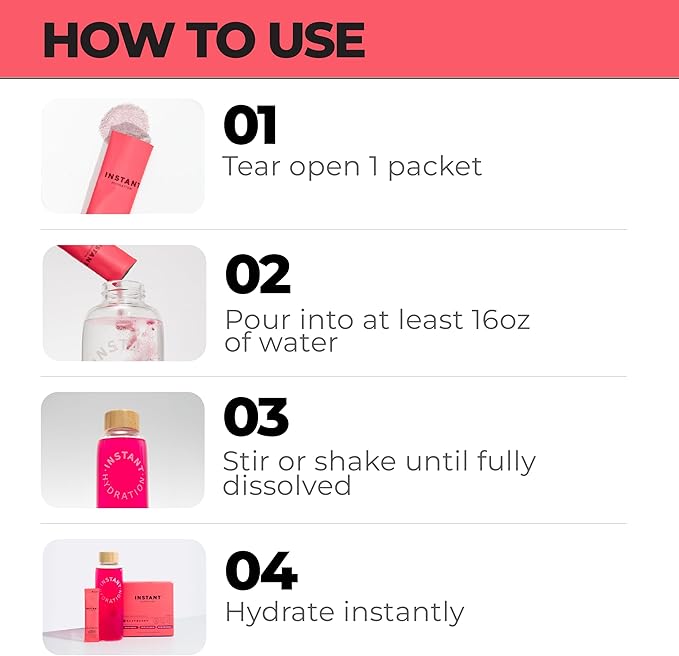 Instant Hydration Electrolytes Powder Packets - Raspberry Electrolyte Drink Mix - Zero Sugar